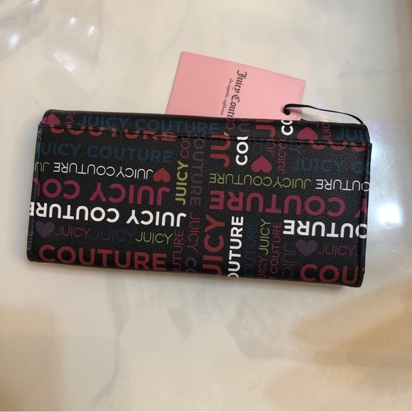 Juicy Couture Black Multi Faux Leather Glam Elongated Flap Wallet NWT - Picture 13 of 13